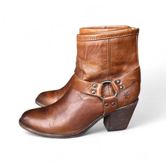 Frye Shoes - Frye Womens Brown Tan Leather Tabitha Harness Ankle Boots Size 8.5 Western